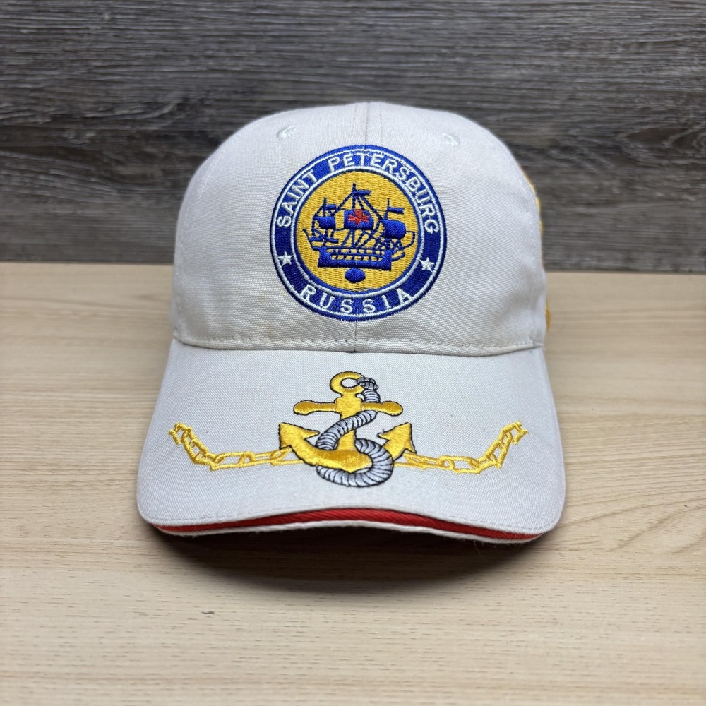Saint Petersburg Russia Hat Cap Strap Back Beige Anchor Nautical Mens